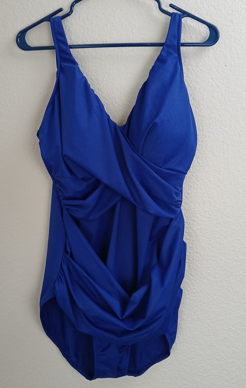 Croft & Barrow Cobalt Blue One Piece Swimsuit 18 ruched lined padded modest